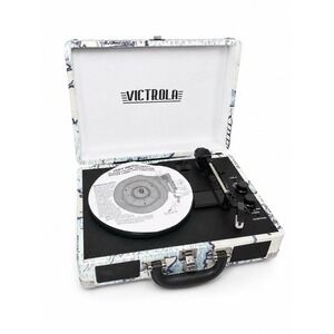 Victrola Suitcase Record Player 3-Speed Portable Turntable Retro Map Print New